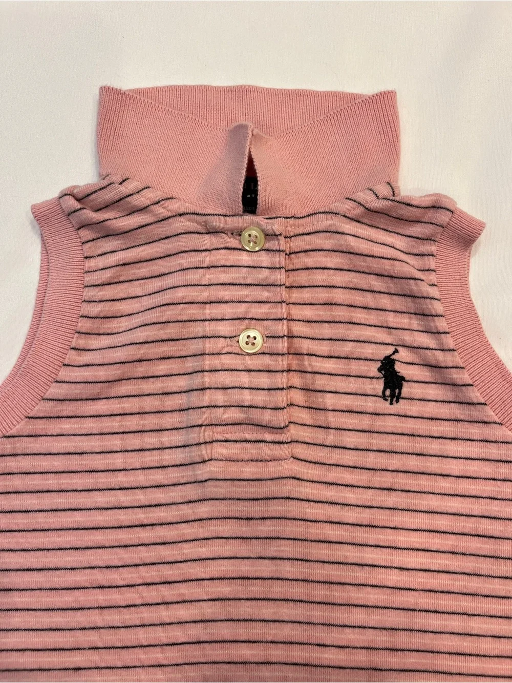 Ralph Lauren 90s Pink Navy Striped A Line Polo Vintage Dress 2T